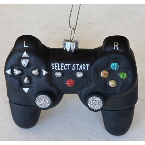 Unbranded Black w/Glitter Silver Gaming Remote Hanging Christmas Ornament 3"Tall - Picture 2 of 11